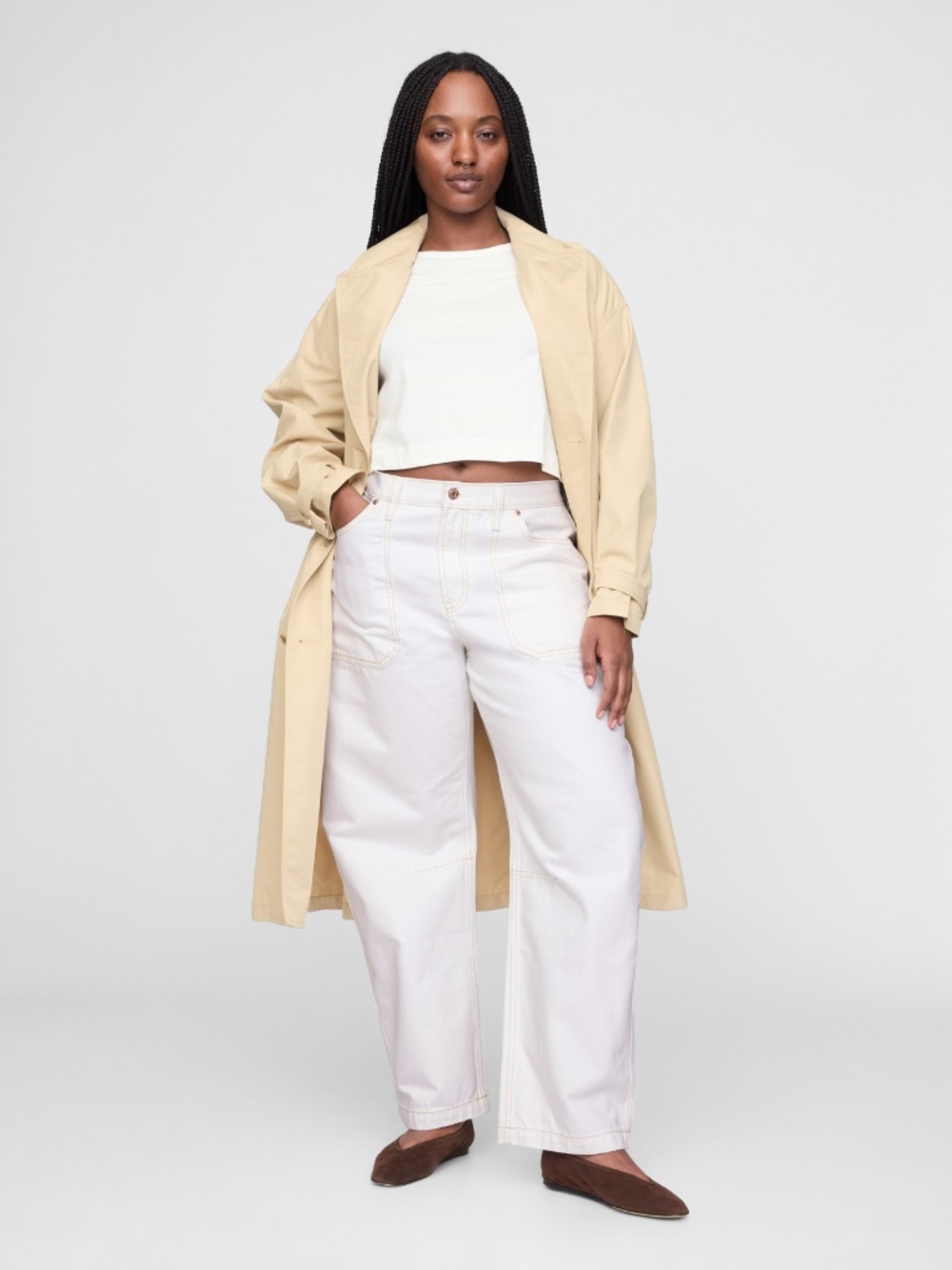 Gap High Rise Barrel Carpenter Jean Size 20 White